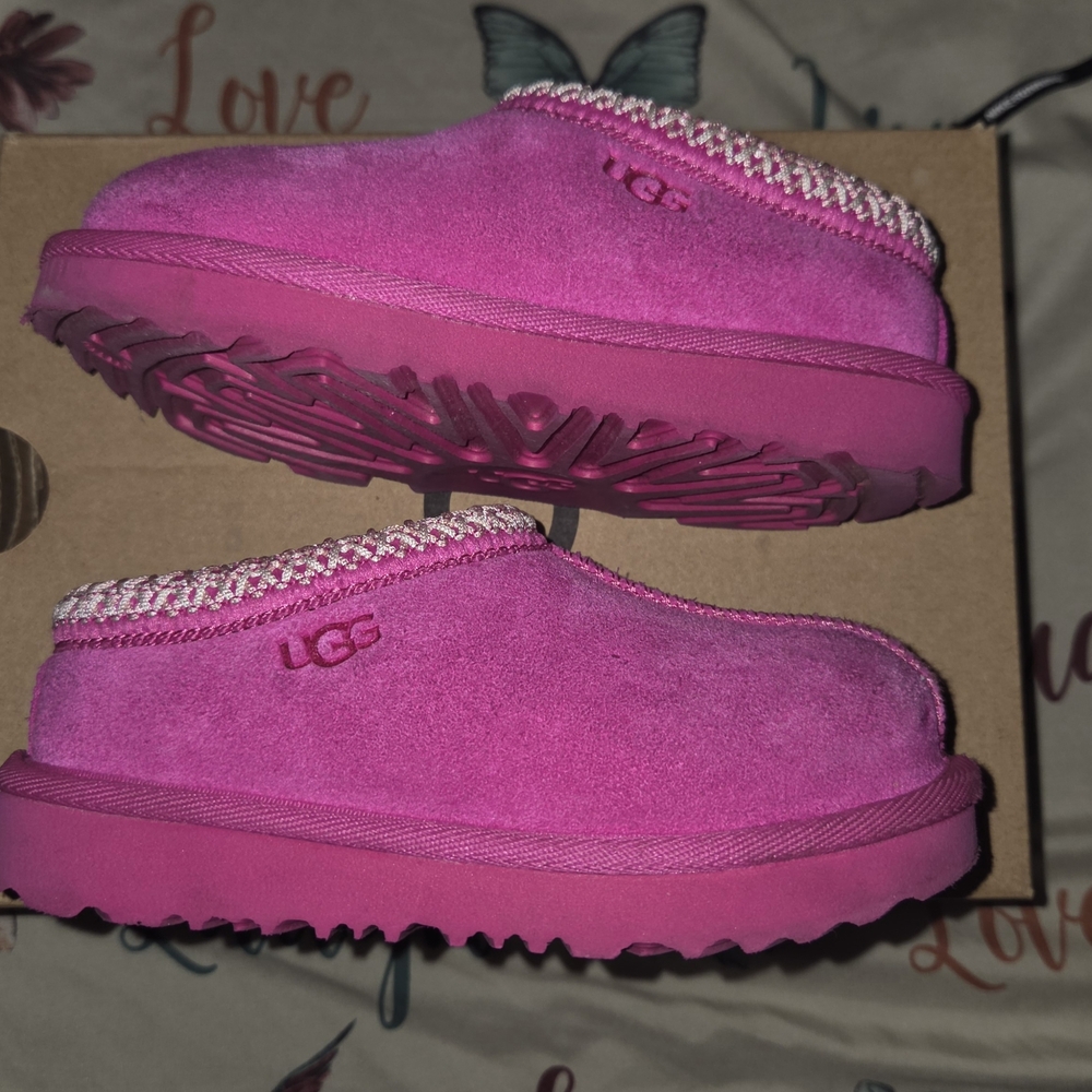 UGG Kids Girls Tasman II Fuchsia Slippers Shoes Size 9 Toddler Used With Box